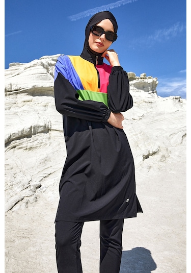 Spor Likra Tam Kapalı Tesettür Mayo 1226 Siyah09 Siyah09