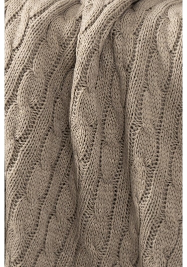 Ponponlu Triko Örme Tv Battaniyesi Koltuk & Omuz Şalı & Diz Battaniyesi 130x170cm - Bej Bej