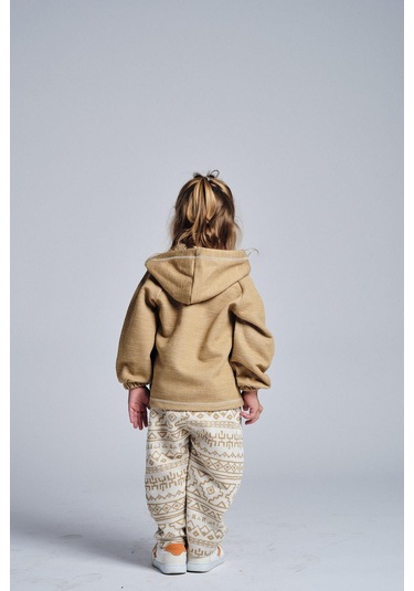 Etnik Desen Kanguru Cepli 2 Li Takım Bej