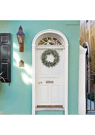 Suntek 22 İnç Lavanta Çelenk Yeşil Yapraklar Garland Mor