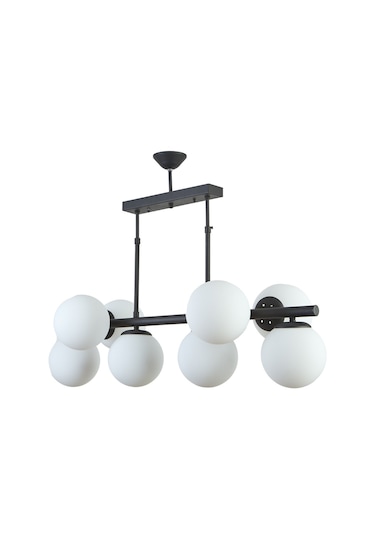 Salsa Modern Tasarım Cafe Mutfak Salon Siyah Renk Beyaz Camlı 8 Li Avize Diğer