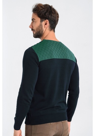 Heyss Bisiklet Yaka Sırt Detaylı Erkek Triko Kazak (381025109) Lacivert