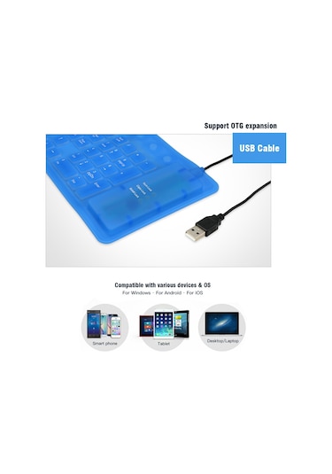 Yunboo Su Geçirmez 108 Tuşlu Usb Silikon Katlanabilir Klavye - Sessiz Ve Taşınabilir