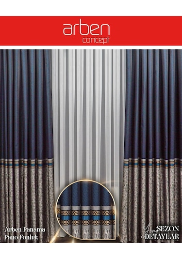 Arben Concept Panama Pano Fon Perde / Ölçünüze Özel Dikim Lacivert