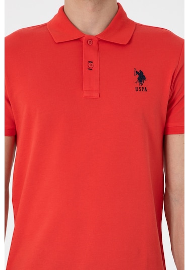 U.S. Polo Assn. Erkek Slim Fit Polo Yaka Kırmızı Basic Tişört 50305929-VR213