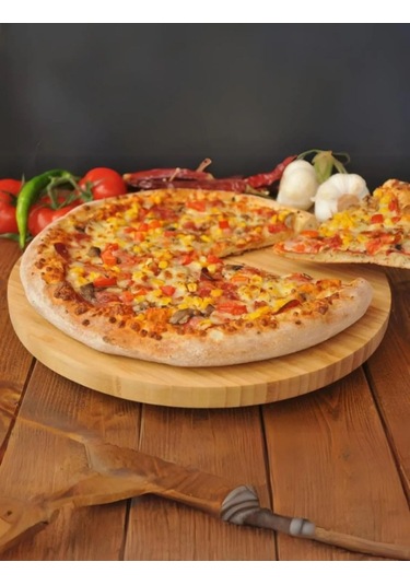 Busstier Bambu 360 Dönen Lüx Servis Ve Sunum Tabağı 30 Cm Pizza Ve Meze Tabağı Bambu