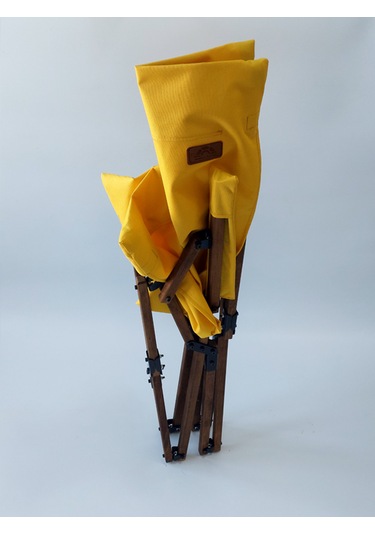 Joyfull Turtle Ahşap - Kollu Katlanır Sandalye -Sarı Kılıf-Çanta Sarı