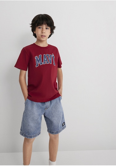 Çocuk Mavi - Mavi Logo Baskılı Kırmızı Tişört 6610030-70392 Kırmızı