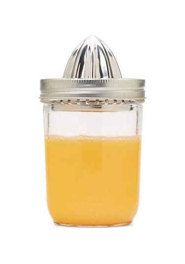 2 Adet Manuel Meyve Sıkacağı Taşınabilir Geniş Ağızlı Kavanoz Vidalı Kapaklı Delikli Gıda Sınıfı Paslanmaz Çelik Limon Portakal