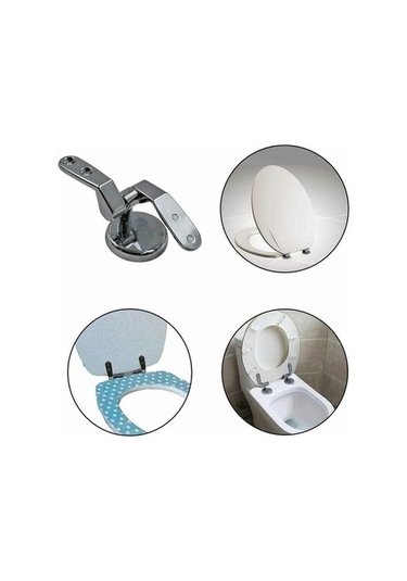 Tongxida Ganzhoushop Çinko Alaşımlı Klozet Kapağı Menteşeleri 2'li Set - Gümüş, Dayanıklı Tasarım Gümüş