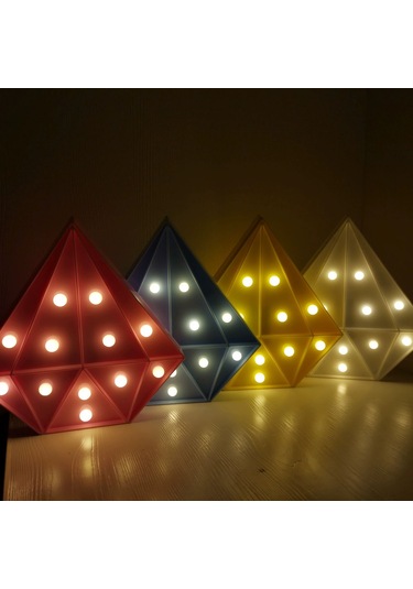 Reedark Beyaz Led Elmas Desenli Oda Dekorasyon Lambası - Islak Işık Ambiyansı, Masaüstü/dolapüstü, Hediye İçin, 2xaa Pil Dahil Değil Beyaz