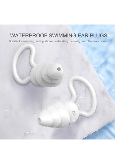 Ulzyvf Yumuşak Silikon Kulak Tıkacı - Yüzme, Uyku, Gürültü Önleyici Su Geçirmez Yeniden Kullanılabilir Mavi Mavi