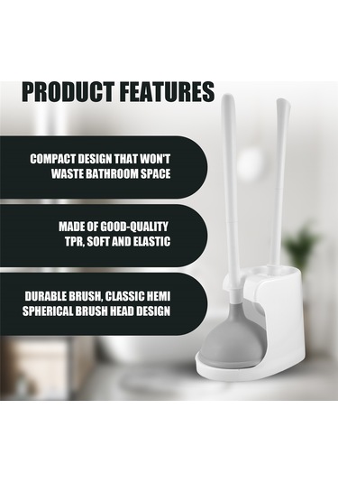 Tuvalet Pompası Ve Fırçası 2'si 1 Arada Tuvalet Kase Fırçası Pompası Seti A Beyaz