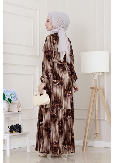 Beli Tünelli Hera Viscon Elbise-bej-5312 Bej