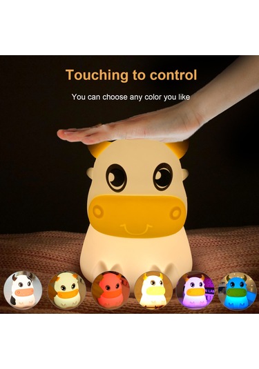 Ranyeek Çocuklar İçin Renkli Led Silikon Ayaküstü Gece Lambası Pil Dahil Değil Beyaz