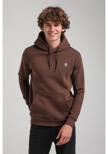 Kapüşonlu Kahverengi Slim Fit Hoodie 23fwm64069 Kahverengi