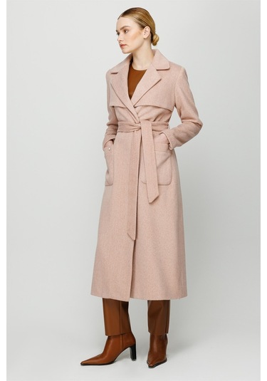 Aller Detaylı Torba Cepli Ara Boy Manto Pudra-pudra Pudra