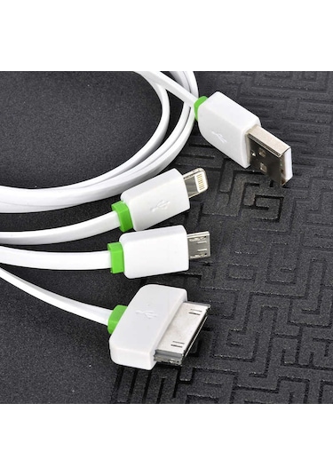 Beyaz High Speed 3 İn 1 Lightning Micro Type-c Usb Kablo-zore