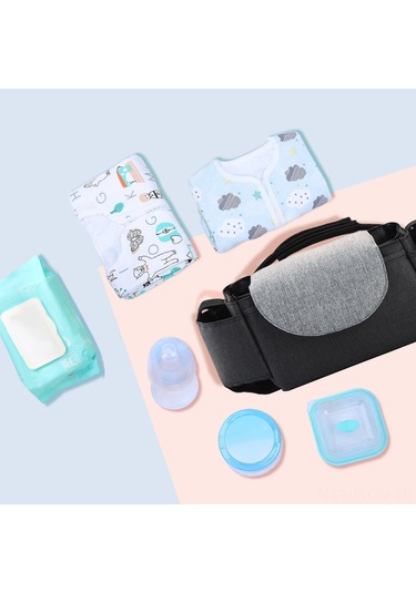 Neevoyu Siyah Çok Fonksiyonlu Bebek Çantası - Geniş Hacimli, Dayanıklı, Dışarı Çıkışlar İçin Anne Çantası Siyah