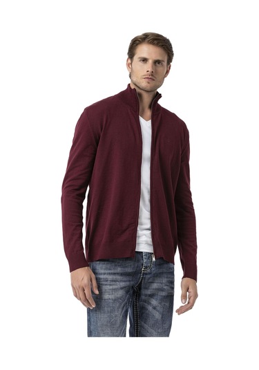 Cp282 Ultimate Zip Luxe Knit Men Sweater Bordo