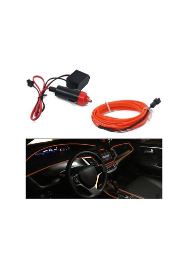 Cbtx Araba Dekorasyonu İçin 5m Çakmak El Şerit Işığı Ortam Işıkları Sürücülü Parlayan Halat Işığı - Turuncu