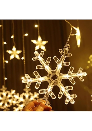 Kar Tanesi Saçaklı Dekoratif Gün Işığı Led 3 Metre Parti Kutlama Dekor Süsleme Yılbaşı Led 8 Mod Gün Işığı