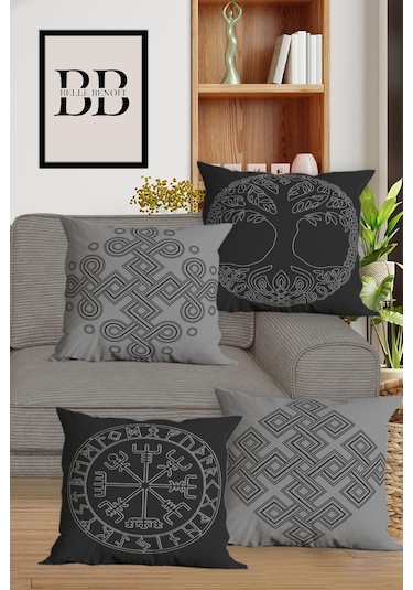 Belle Benoit Baskılı Runner & Koltuk Kırlent Kılıfı Set Desen49