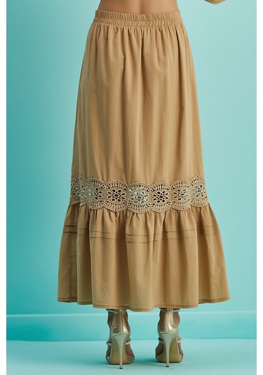 Kloş Kahverengi Vual Etek Kahverengi