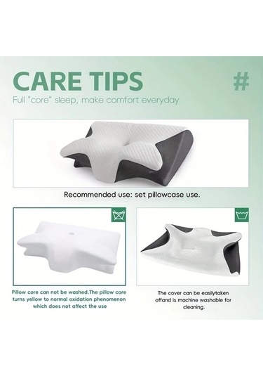 Maxaccess Beyaz Yandan Yatmaya Uygun Konforlu Hafıza Köpük Boyun Yastığı Sağlam Destek