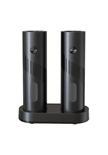 Motion003 2 Adet Üstten Doldurmalı Otomatik Elektrikli Biber Değirmeni Seti Ayarlanabilir Öğütme Kalınlığı Büyük Kapasite Ev Mutfak İçin Led Işık Ahşap