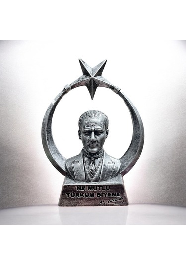 Atatürk Ayyıldız Biblo Heykel Gri