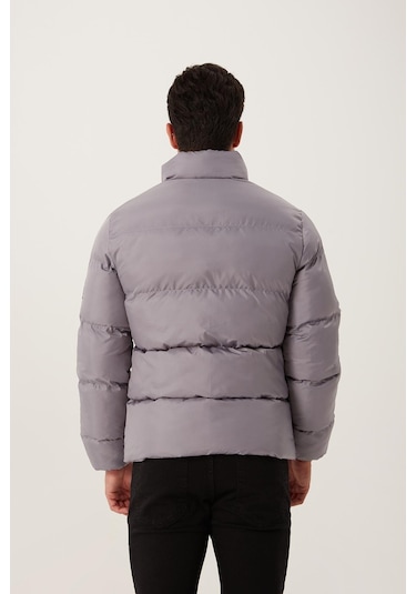 Polo State Erkek Regular Fit Şişme Mont Gri