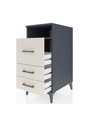 Kronos Komodin Tek Raflı 3 Çekmeceli 44x59x96 Antrasit-aytaşı Antrasit