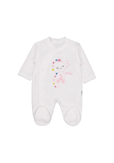 Albimini Minidamla Zürafa Nakış Çıtçıtlı 1-6 Ay Tulum - Ekru