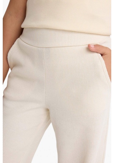 Defacto Kız Çocuk Wide Leg Waffle Cepli Geniş Paça Pantolon E8293a825aubg734 Bej