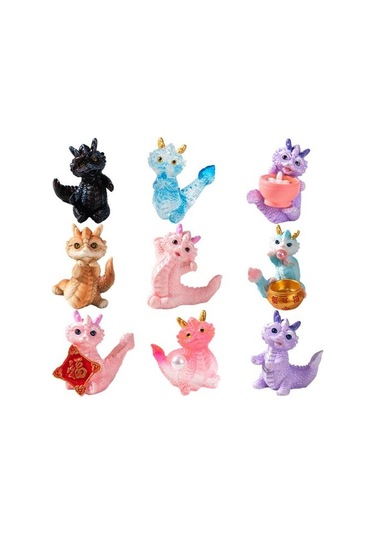 Mini Ejderha Süs Parlak Renkler Sevimli Ejderha Heykelcik Reçine Süs Yeni Yıl Süslemeleri O