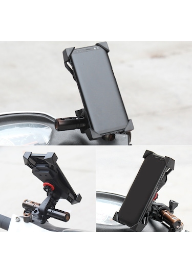 Dianziye Bisiklet, Motosiklet Ve Elektrikli Araçlar İçin Dayanıklı Abs Telefon Tutucu - 4 Tırnaklı Ekran Koruyucu, Navigasyon Ve Şarj Uyumlu Sürüş Seti Siyah