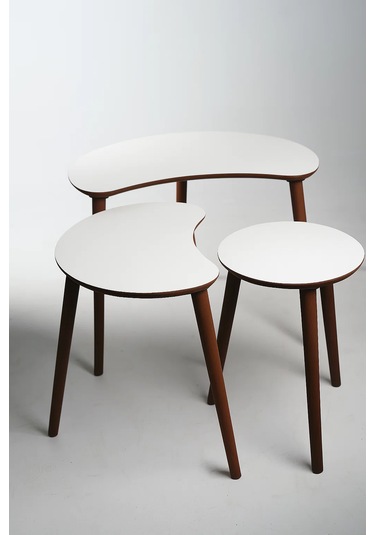 Berlin 3'lü Zigon Sehpa &100 Mdf Beyaz