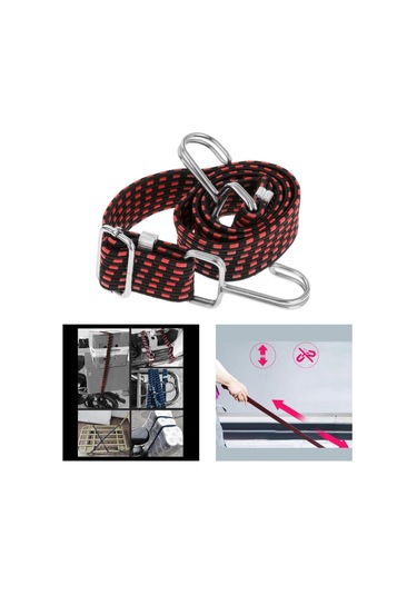 Homyl Kancalı Ağır Hizmet Elastik Bungee Cord Kırmızı-1m Kırmızı 1m Kırmızı