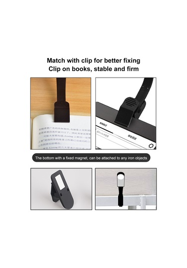 Suofeng Dokunmatik Anahtar Çift Renk Ayarli 3000-6000k Usb Şarjlı Klips Işığı - Portatif Okuma Lambası Yatak Odası Kitap Lambası Siyah