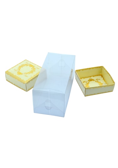 Hediyelik Karton Kapak Krem Gold Varaklı Asetat Kutu 8x8x16.5cm