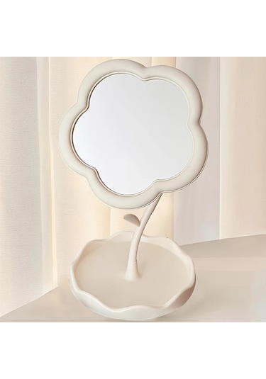 Willowhaven Lihangstar Çiçekli Aynalı Tuvalet Masası - Ayaklı Beyaz Makyaj Aynası, Işıksız Beyaz