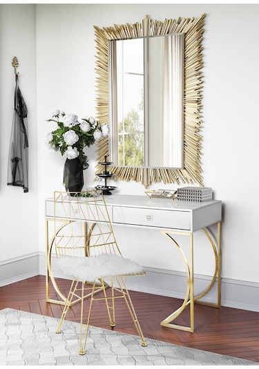 Madison Gold Metal Beyaz Çalışma Masası