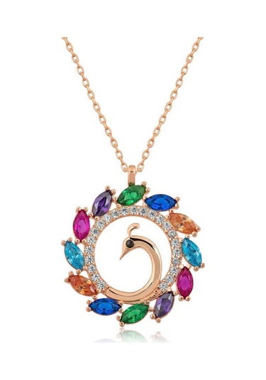 Gümüş Tavus Kuşu Kadın Kolye (502404413)