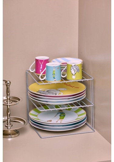 Edora Home 3 Katlı Dolap İçi Düzenleyici Çok Amaçlı Gümüş Raf - Metal Paslanmaz