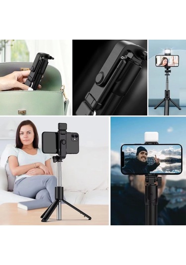 Kendiliğinden Led Işıklı Kumandalı Uzayabilen Selfie Çubuğu,masa Üstü Tripod Çok Renkli