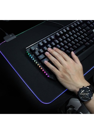 Rgb Siyah Oyuncu Mousepad Işıklı 80-30 Mouse Pad