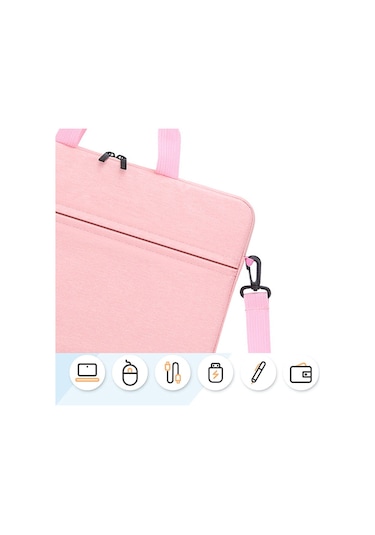 Aubyhe 14 İnç Nylon Dikişli Bilgisayar Çantası - Su Geçirmez, Yumuşak Perl Pamuklu, Kol Ve Tek Omuzlu, Pembe Pembe