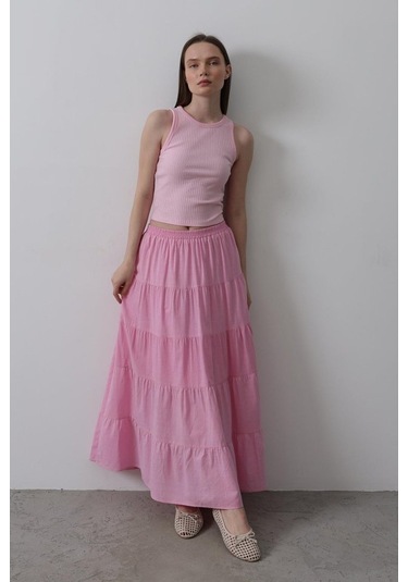 Kat Kat Keten Etek - Şeker Pembe Şeker Pembe