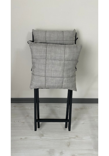 Modern Style Home Minderli Balkon Bahçe Mutfak Bistro Set Katlanır 4+1 Masa-sandalye Açık Gri